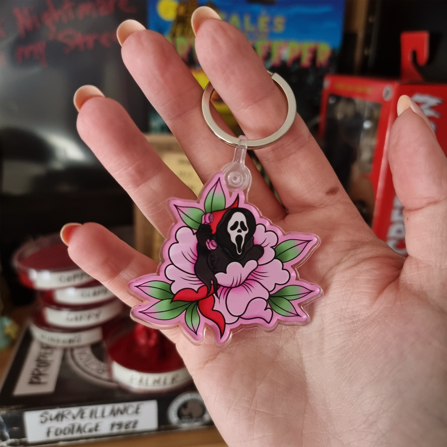 Ghostie Peony Keychain