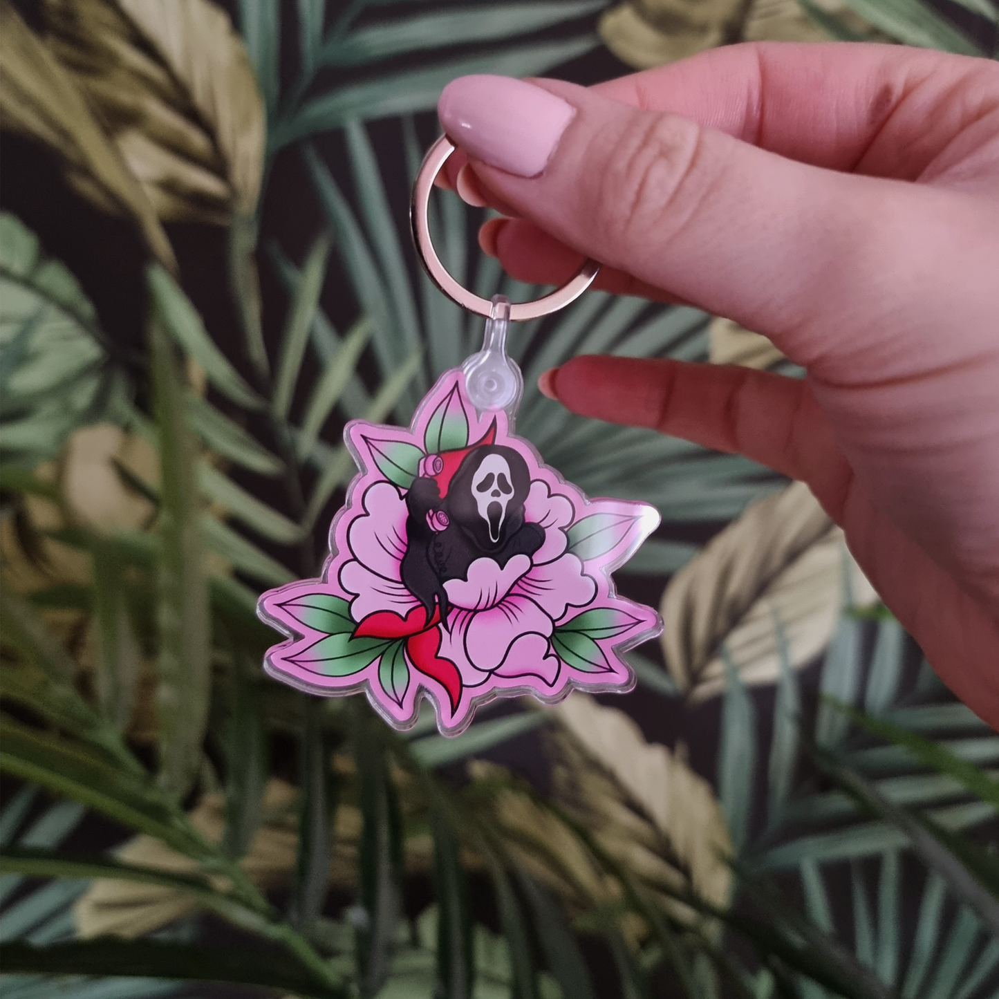 Ghostie Peony Keychain