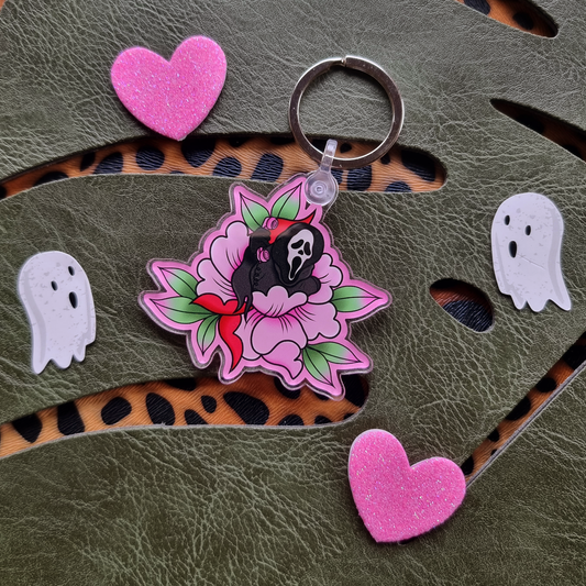 Ghostie Peony Keychain