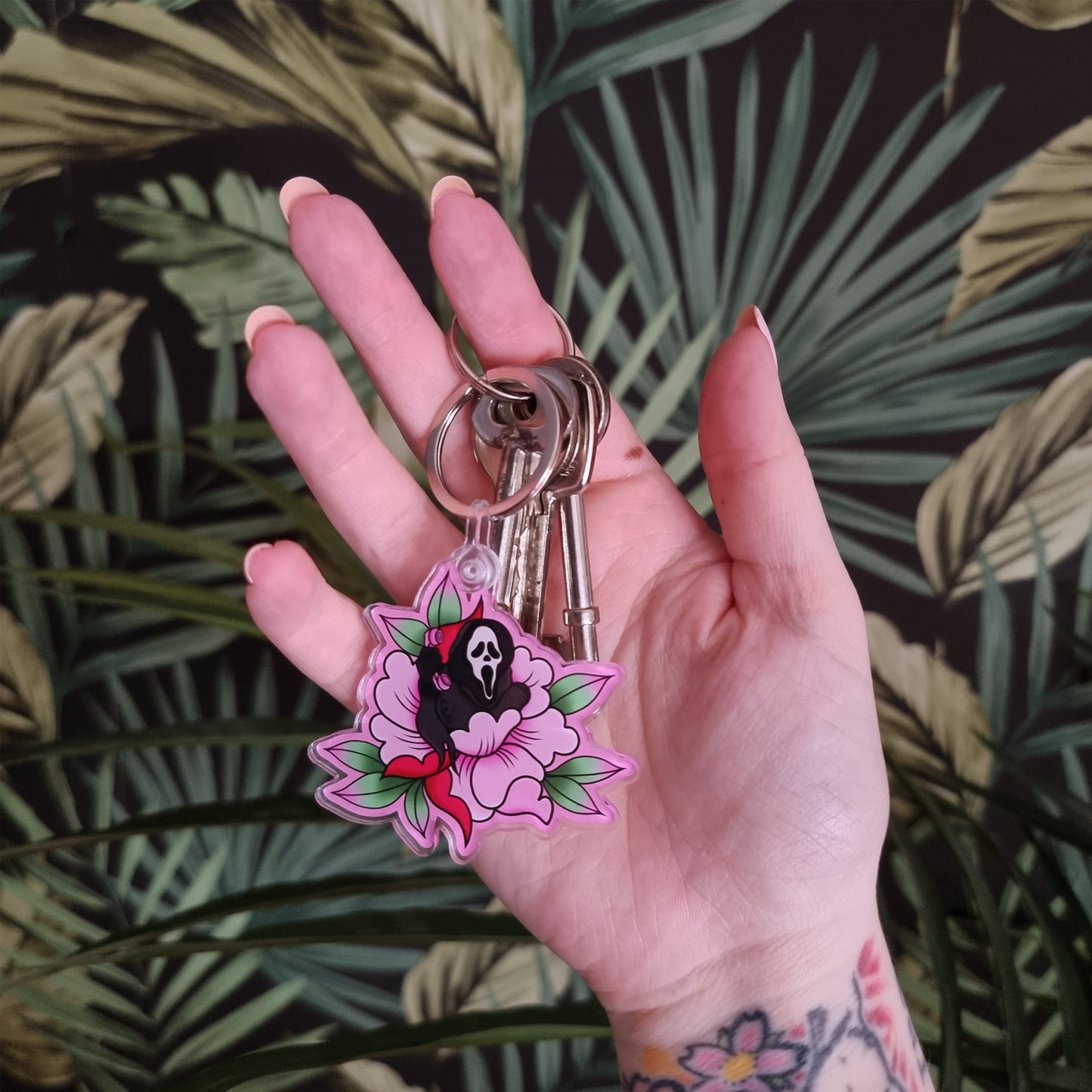 Ghostie Peony Keychain