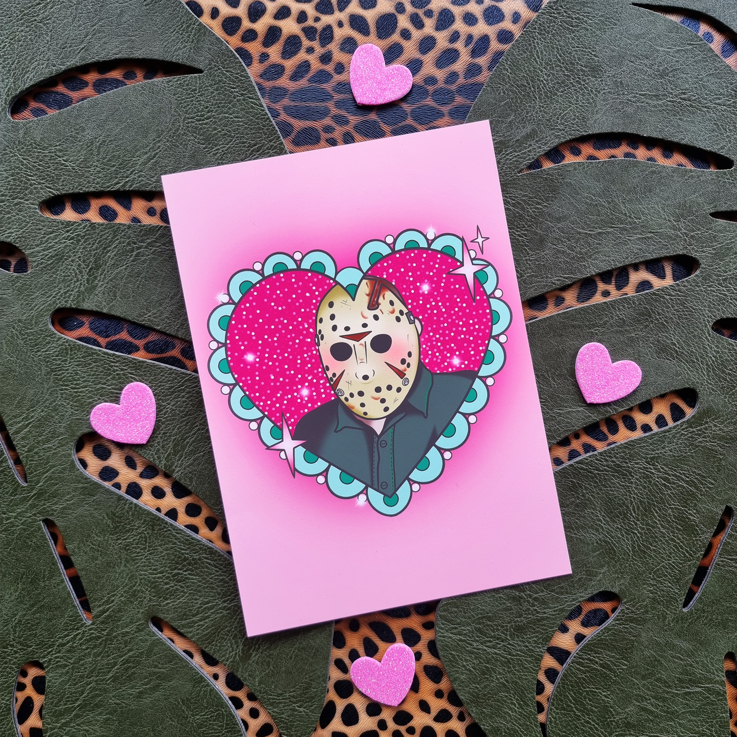 Hockey Mask Killer Horror Heart Print