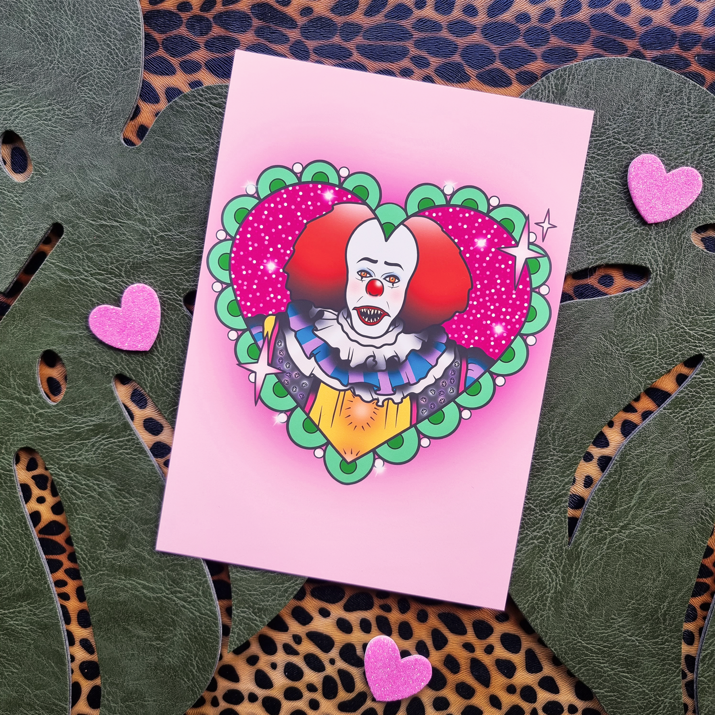 90's Killer Clown Horror Heart Art Print