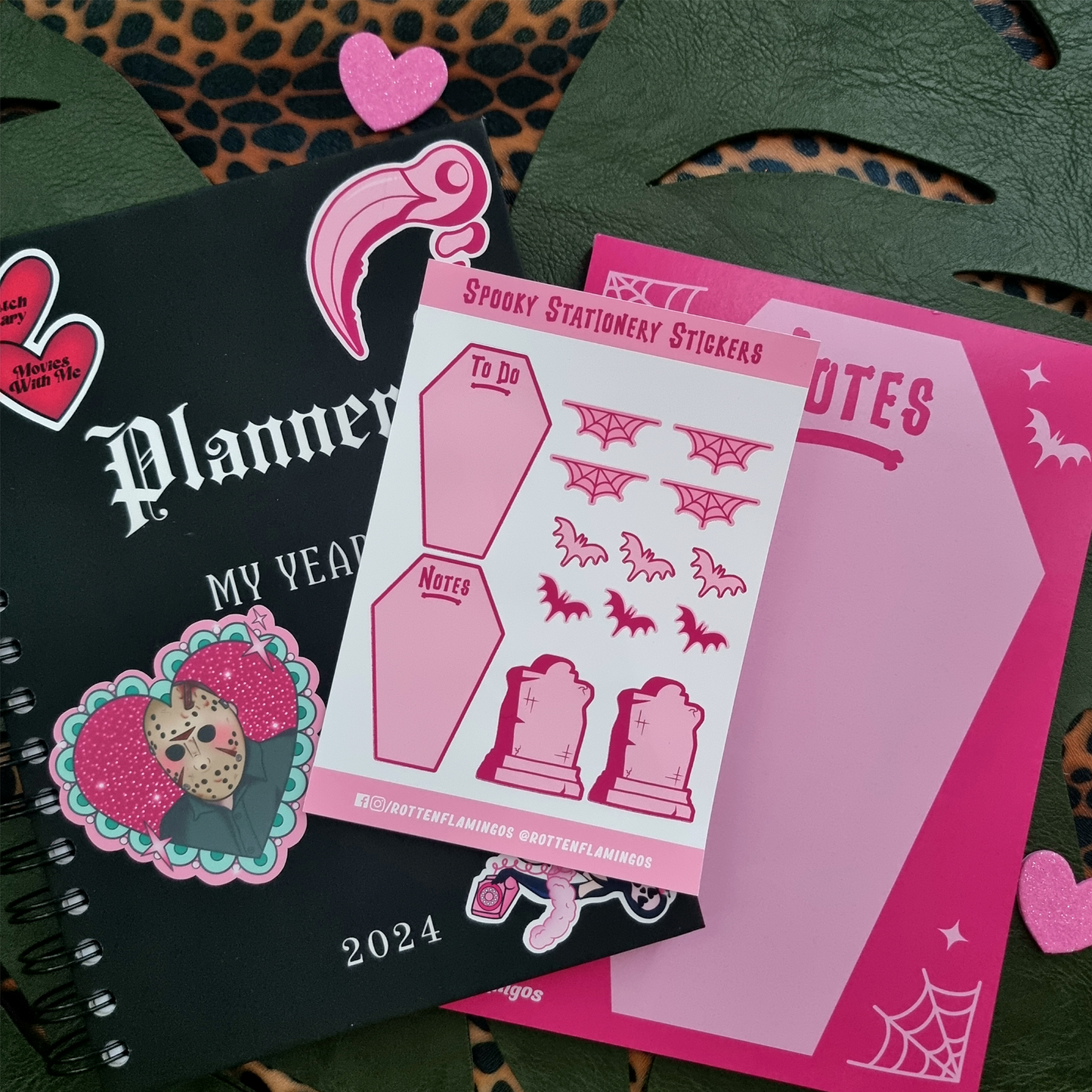 Pink & Spooky Stationery Sticker Sheet