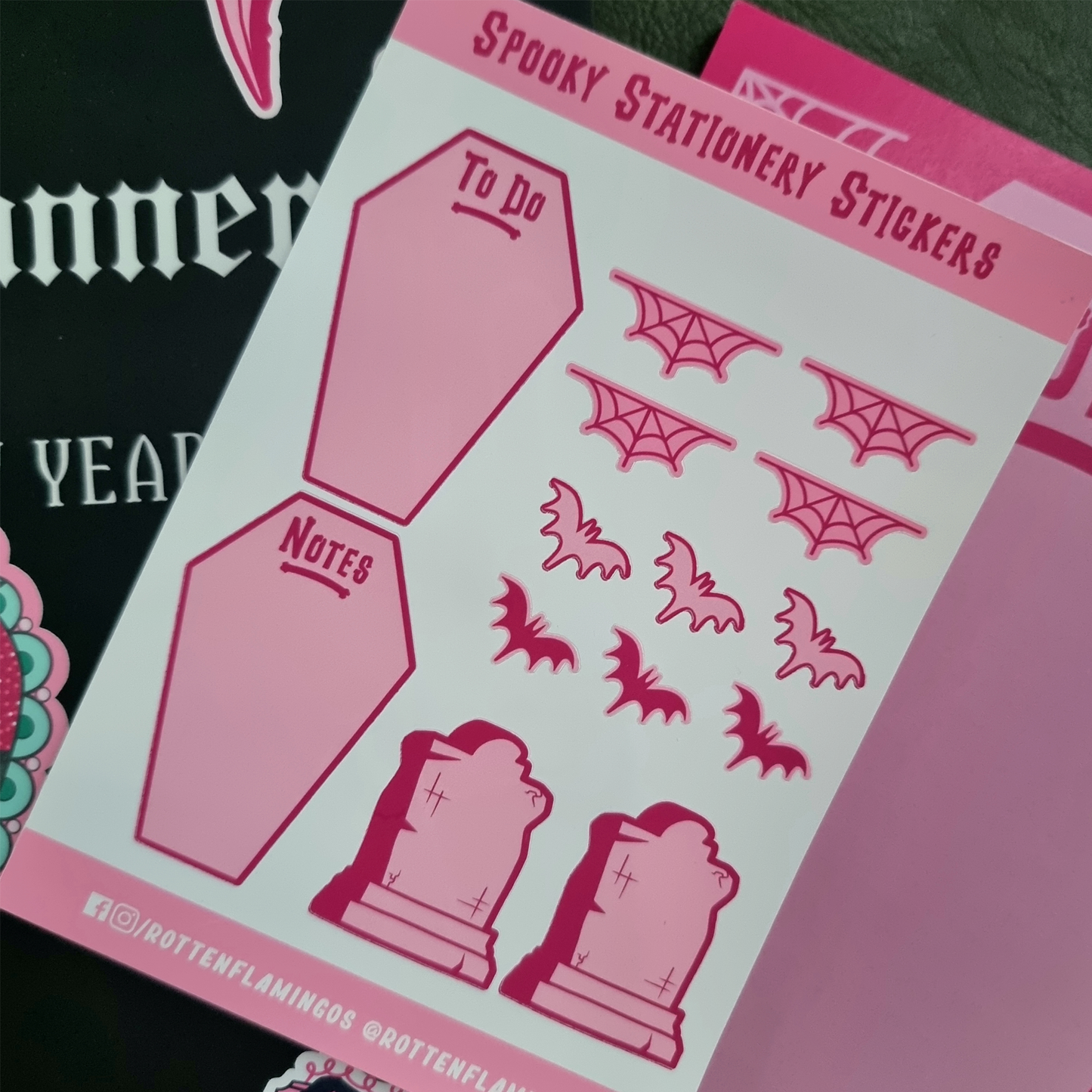 Pink & Spooky Stationery Sticker Sheet