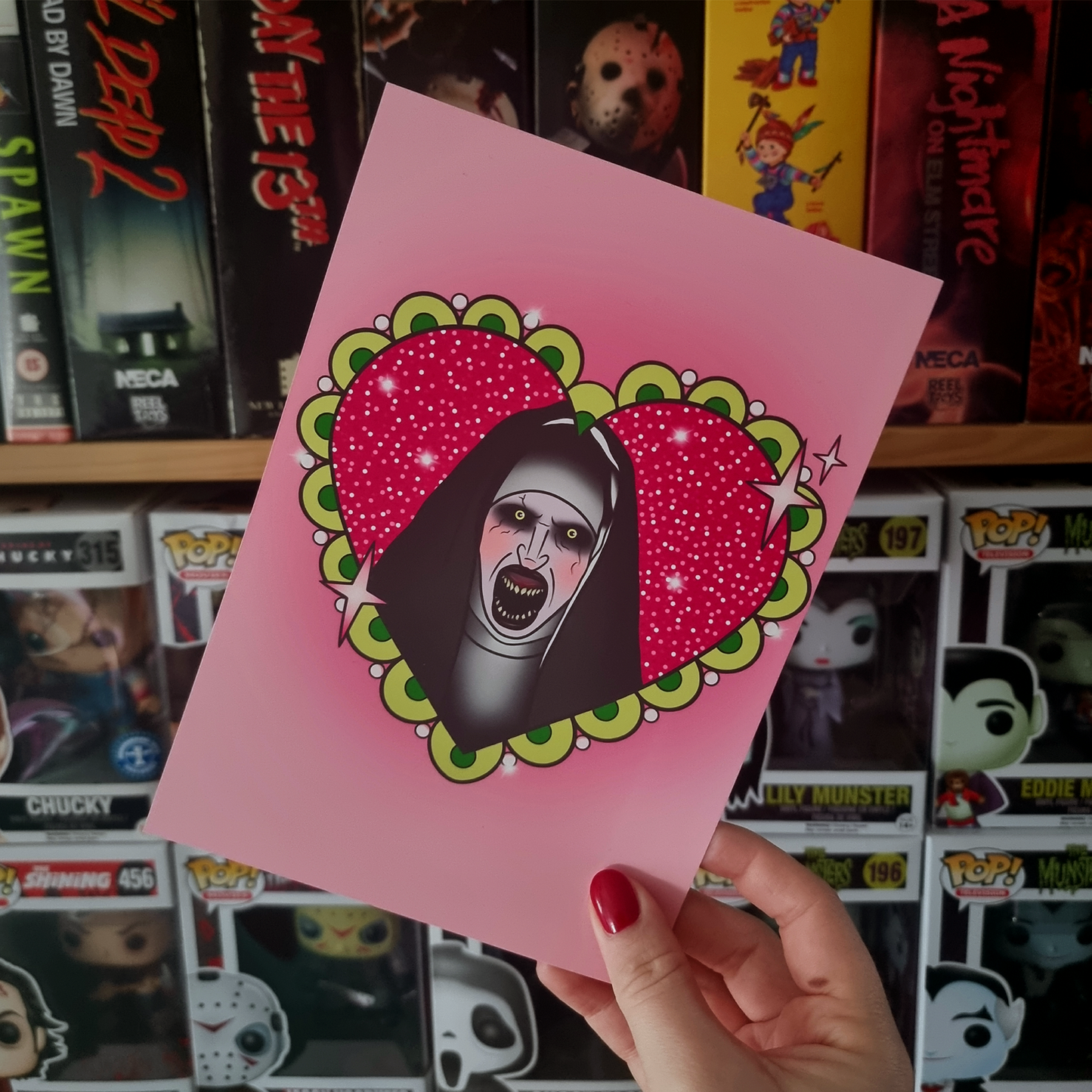 Haunted Nun Horror Heart Art Print