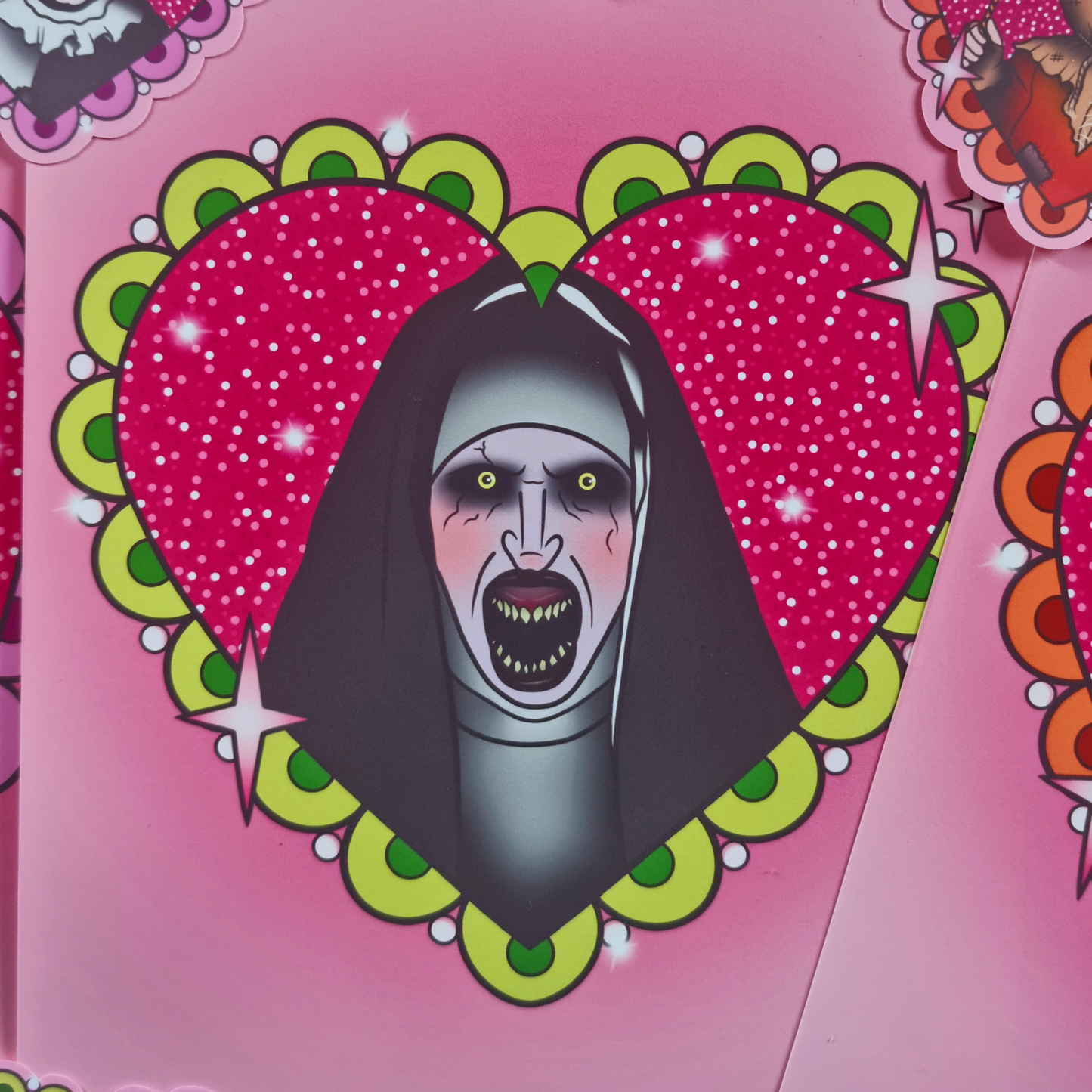 Haunted Nun Horror Heart Art Print